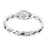 Rainbow Moonstone Infinity Knot Band Silver Ring, r591