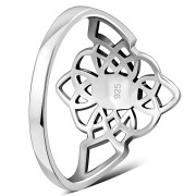 Black Onyx Celtic Knot Silver Ring - r594