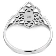 Black Onyx Celtic Knot Silver Ring - r594