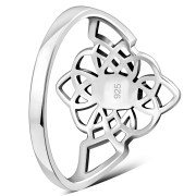 Abalone Shell Celtic Knot Silver Ring - r594