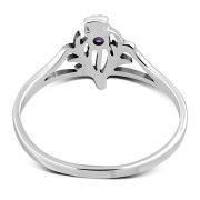Amethyst Stone Celtic Knot Thistle Silver Ring - r597