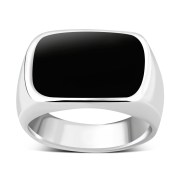 Black Onyx Stone Sterling Silver Ring, R599