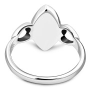 Black Onyx Love Heart Silver Ring, r606