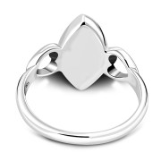 Black Onyx Love Heart Silver Ring, r606