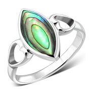 Abalone Shell Love Heart Silver Ring, r606