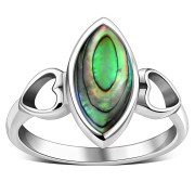 Abalone Shell Love Heart Silver Ring, r606
