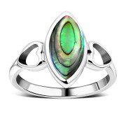 Abalone Shell Love Heart Silver Ring, r606