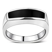 Black Onyx Stone Sterling Silver Ring, R607
