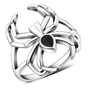 Black Onyx Spider Silver Ring, r625