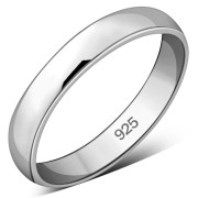 Plain Round Top Silver Wedding Ring, rp122