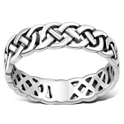 All round Celtic Knot Sterling Silver Plain Ring, rp125