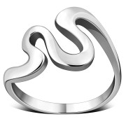 Plain Silver Wavy Style Womens Ring, rp274