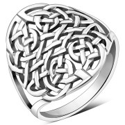 Large Light Round Celtic Knot Silver Ring, rp545