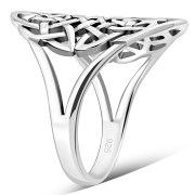 Large Light Round Celtic Knot Silver Ring, rp545