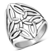 Wide Large Trinity Knot Silver Ring, rp553