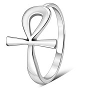 Plain Silver Ancient Egyptian ankh Cross Band Ring, rp557