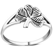 Plain Solid Sterling Silver Shamrock Ring, rp589