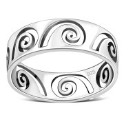 Plain Solid Sterling Silver Waves Band Ring, rp651