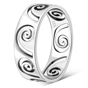 Plain Solid Sterling Silver Waves Band Ring, rp651