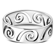 Plain Solid Sterling Silver Waves Band Ring, rp651