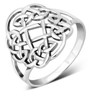 Celtic Round Silver Ring, 925 Sterling Silver, rp696