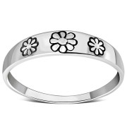 Plain Simple Flowers Silver Ring, rp745
