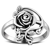 Rose Flower Silver Ring, rp768