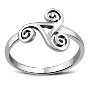 Plain Silver Celtic Triskele Triple Spiral Ring, rp787