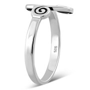 Plain Silver Celtic Triskele Triple Spiral Ring, rp787