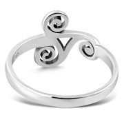Plain Silver Celtic Triskele Triple Spiral Ring, rp787