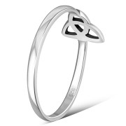 Delicate Plain Light Silver Celtic Trinity Knot Ring, rp793