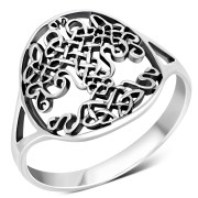 Tree of Life Plain Sterling Silver Celtic Knot Ring, rp807