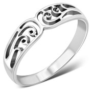 Plain Silver Waves Band Ring, rp836