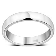 3.9mm Wide | Plain Half Round Top Silver Blank Engravable Wedding Band Ring, rp903