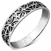 Flowers Sterling Silver Band Ring, rpk41