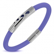 Purple/ Violet Rubber Bracelet w/ Stainless Steel Cut-out Teardrop Watch-Style - TCL214
