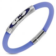 Purple/ Violet Rubber w/ Stainless Steel Cut-out Spiral Lucky Lizard Watch-Style Bracelet - TCL235