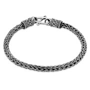 Vintage Antique Bali Style Foxtail Link Chain Sterling Silver Bracelet, tpb001