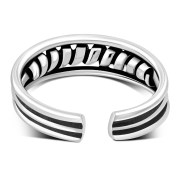 Twisted Coil Tribal Sterling Silver Adjustable Open Toe Ring, tptr003