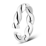 Twisted Band Sterling Silver Adjustable Open Toe Ring, tptr007