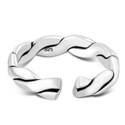 Twisted Band Sterling Silver Adjustable Open Toe Ring, tptr007