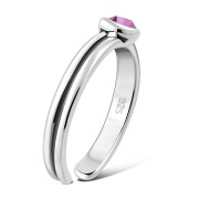 Rose Pink Cubic Zirconia Silver Toe Ring, trs3