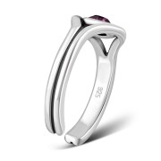 Amethyst Cubic Zirconia Evil Eye Silver Toe Ring, trs5