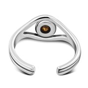 Amethyst Cubic Zirconia Evil Eye Silver Toe Ring, trs5