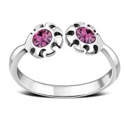 Rose Pink Cubic Zirconia Silver Toe Ring, trs009