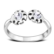 Clear Cubic Zirconia Silver Toe Ring, trs009
