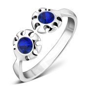 Blue Sapphire Cubic Zirconia Silver Toe Ring, trs009