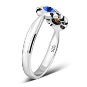 Blue Sapphire Cubic Zirconia Silver Toe Ring, trs009
