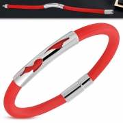 Red Rubber Bracelet w/ Stainless Steel Cut-out Tribal Wing Watch-Style - XXZ045