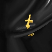 Gold Color Plated Stainless Steel Arrow Cross Stud Earrings (pair) - ZEM392
